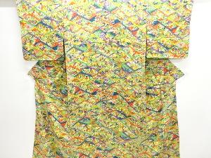 アンティーク　型染　四季模様着物